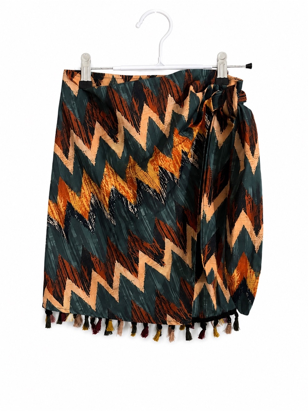 Women’s Boho Chevron Wrap Skirt Teal and Rust